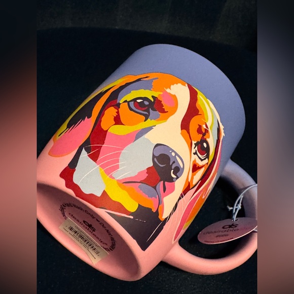 Soft Touch Beagle Ombre Multicolor Pink Stained Glass Coffee Mug DesirableSip - Picture 5 of 5
